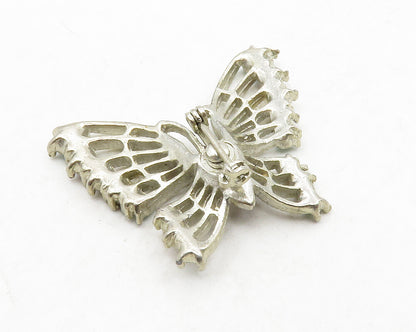 925 Silver  Vintage Topaz Amethyst & Citrine Butterfly Brooch Pin  BP5111
