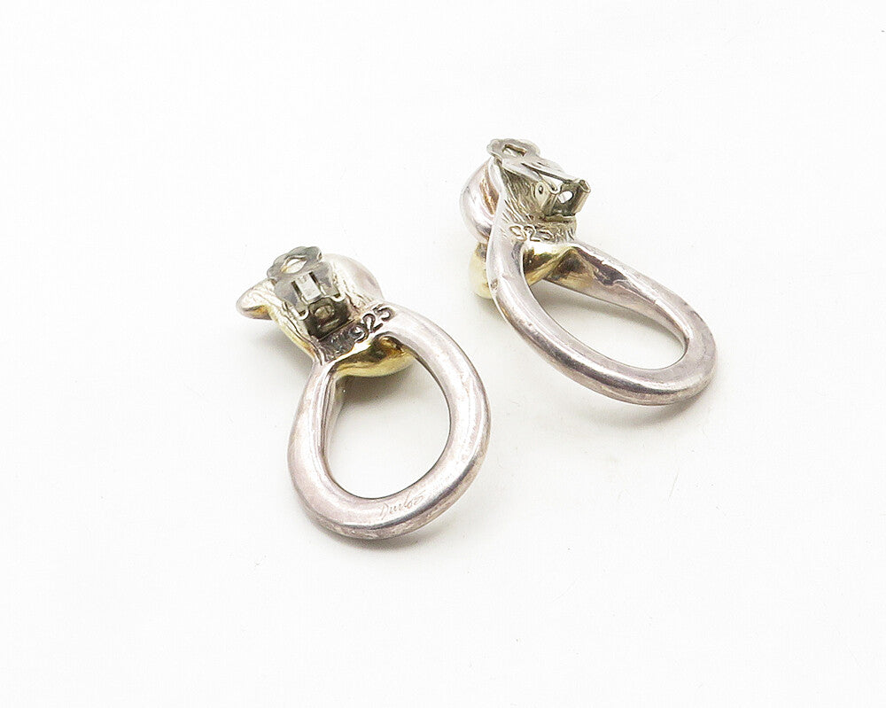 925 Sterling Silver  Vintage Shiny Two Tone Knot Non Pierce Earrings  EG5150