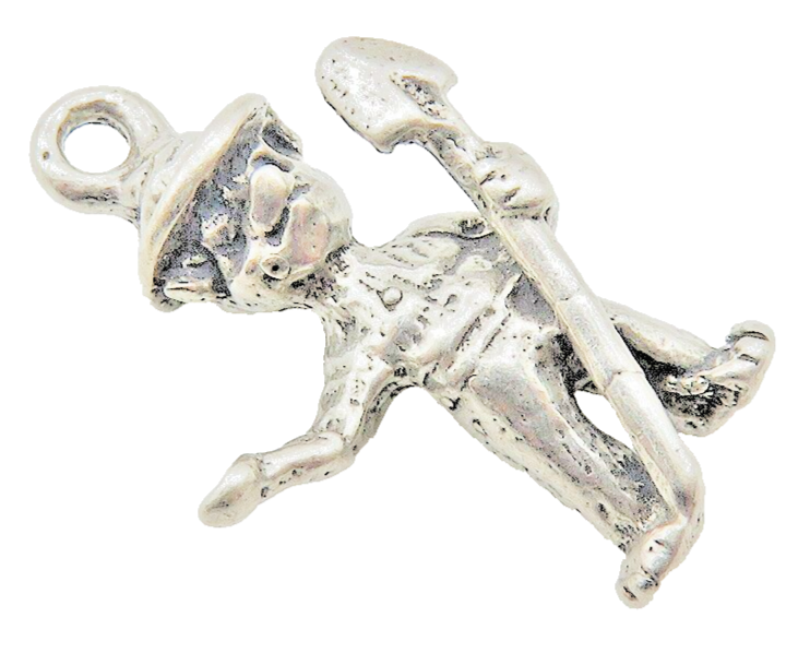 925 Sterling Silver  Vintage Petite Oxidized Farmer & Shovel Pendant  PT8420
