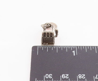 925 Sterling Silver  Vintage Slot Machine Gambling Motif Pendant  PT17829
