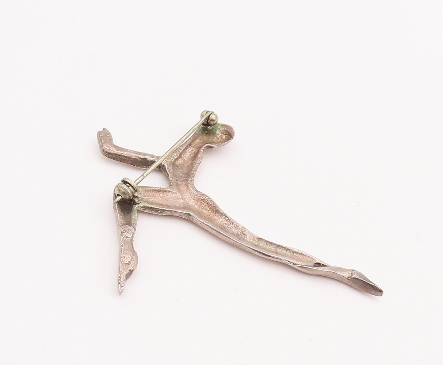 925 Sterling Silver Vintage Brooch Pin Solid Man Doing Yoga Stretch BP11119