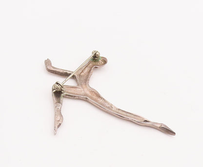 925 Sterling Silver Vintage Brooch Pin Solid Man Doing Yoga Stretch BP11119