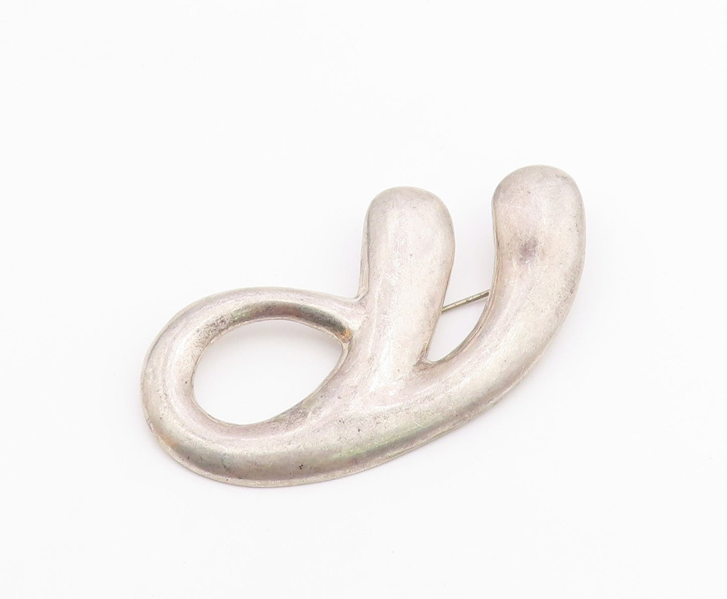 MEXICO 925 Sterling Silver  Vintage Shiny Smooth Modernist Brooch Pin  BP7753