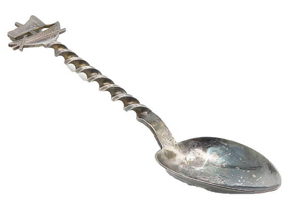 925 Sterling Silver  Vintage Dark Tone Sail Boat Twist Petite Spoon  TR1815