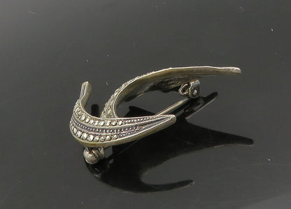 925 Sterling Silver  Vintage Sparkling Sail Boat Motif Brooch Pin  BP8295