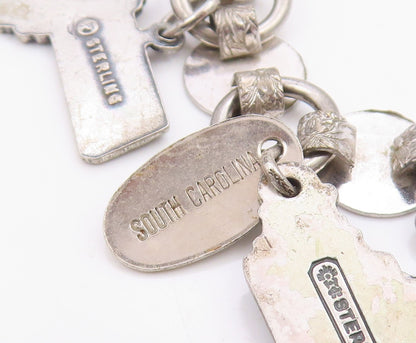 925 Sterling Silver Vintage Bracelet SARAH COVENTRY US State Map Charms  BT12048