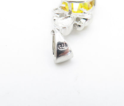 925 Sterling Silver  Faceted Citrine Shiny Family Love Drop Pendant  PT2794