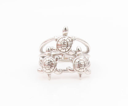 925 Sterling Silver Vintage Ring Triple Turtle Split Shank Moves  Sz 7  RG35414