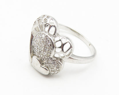 925 Sterling Silver  Sparkling Topaz Love Hearts Band Ring Sz 9  RG10737