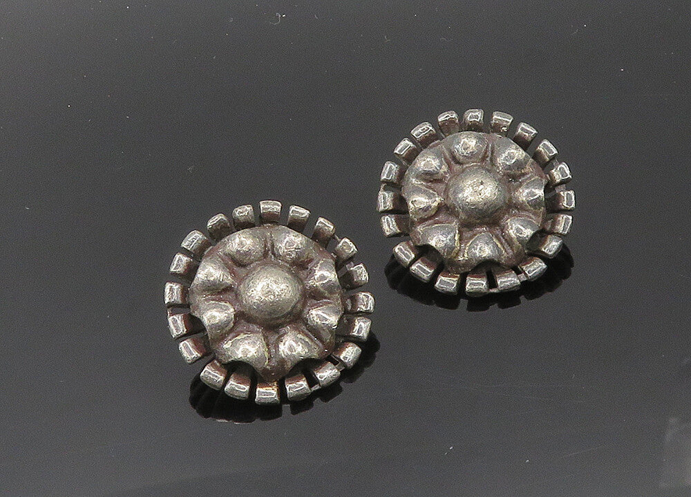 925 Sterling Silver  Vintage Antique Floral Non Pierce Earrings  EG10118