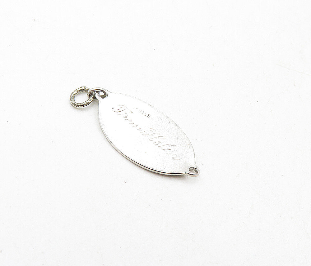 925 Sterling Silver  Vintage Petite Etched Name Pointed Oval Pendant  PT6806