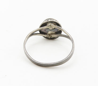 925 Silver Vintage Black Onyx Twist Band Ring Sz 4.5 RG15364