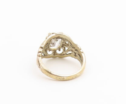 925 Sterling Silver Vintage Ring KABANA CZ Floral Openwork Band  Sz 7  RG36881