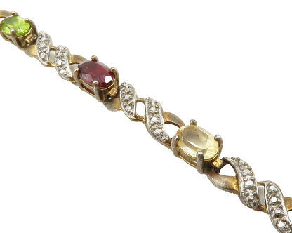 ROSS SIMON 925 Silver Vintage Genuine Diamond & Multi Stone Bracelet BT5142