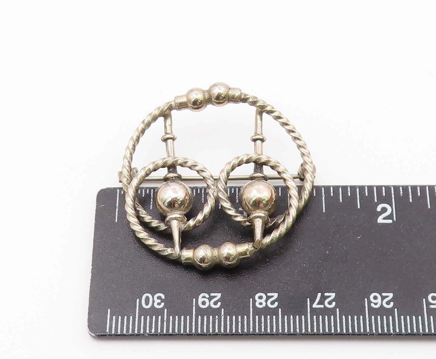 925 Sterling Silver  Vintage Shiny Open Twist Design Brooch Pin  BP7823