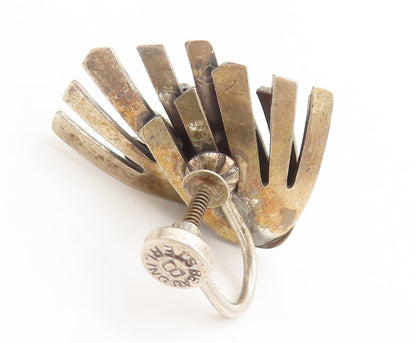 BEAN 925 Sterling Silver  Vintage Spiked Grass 3d Cutout Earrings  EG12546