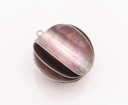 925 Sterling Silver Vintage Pendant Open Folded Circular Sheet Sphere  PT22972