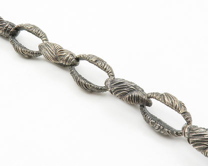 925 Sterling Silver  Vintage Oxidized Textured Link Chain Bracelet  BT5396
