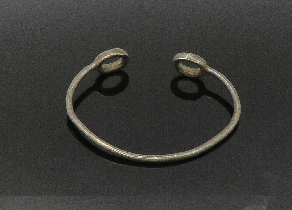 MEXICO 925 Silver  Vintage Dark Tone Oval Ends Smooth Cuff Bracelet  BT8805