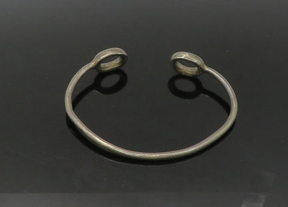 MEXICO 925 Silver  Vintage Dark Tone Oval Ends Smooth Cuff Bracelet  BT8805