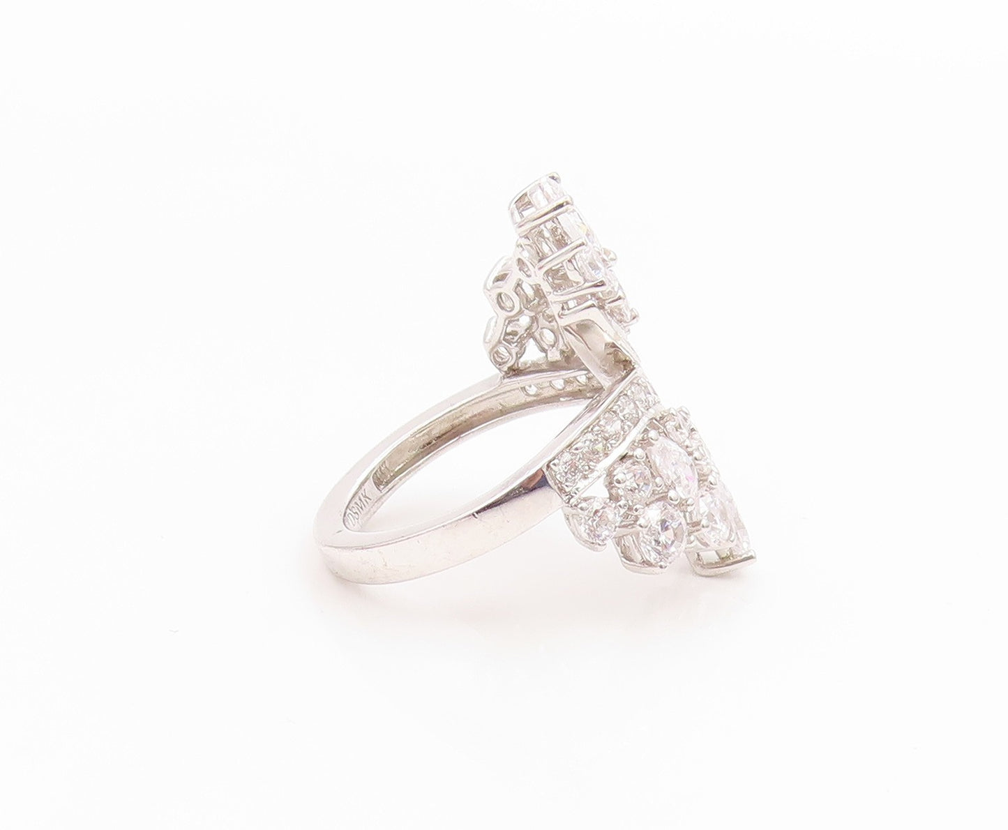 925 Sterling Silver Vintage Ring Multi Shape CZ Elegant Bypass  Sz 6.5  RG35526
