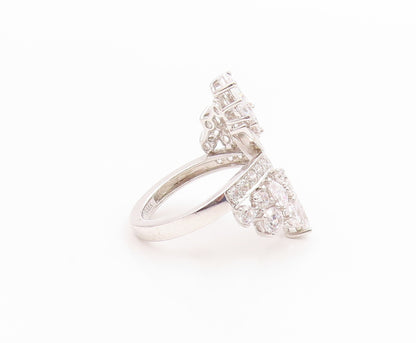 925 Sterling Silver Vintage Ring Multi Shape CZ Elegant Bypass  Sz 6.5  RG35526