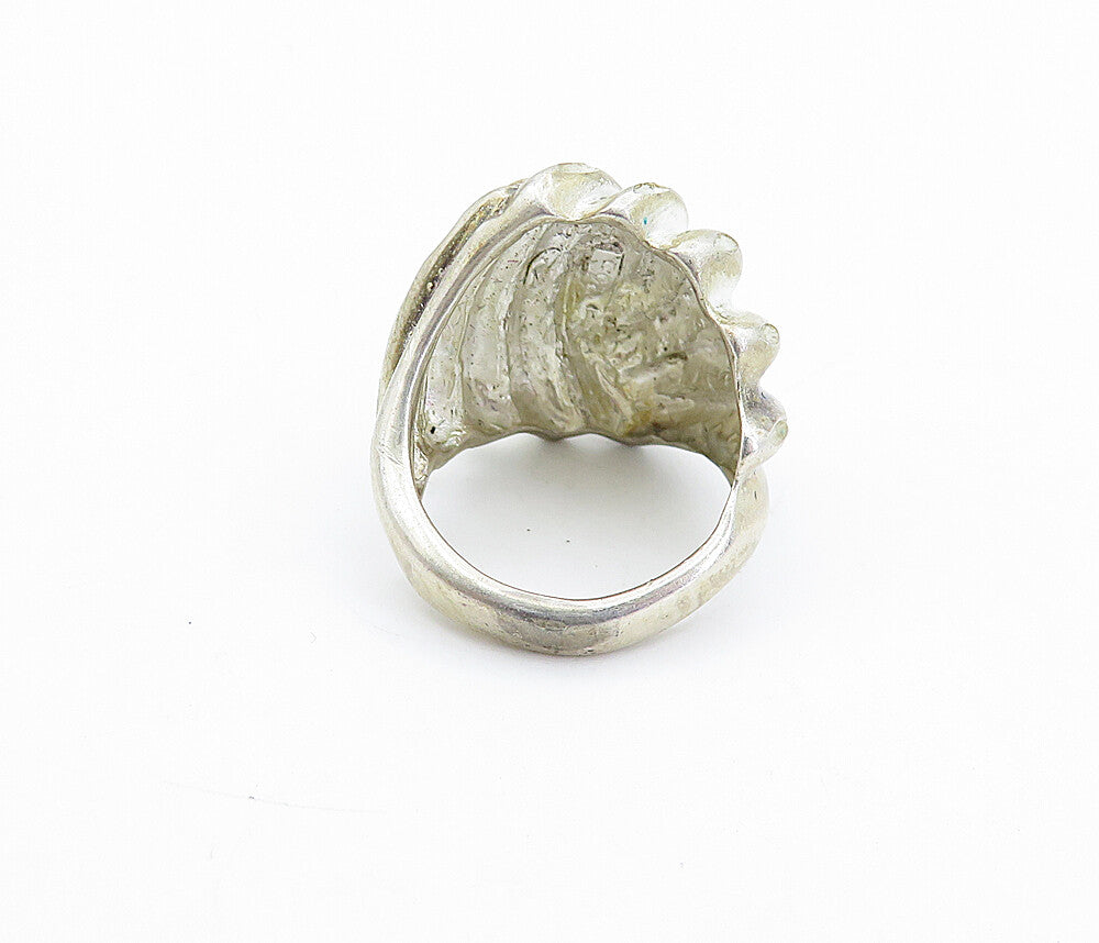 925 Sterling Silver  Vintage Modernist Shiny Etched Band Ring Sz 6  RG4241