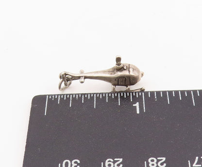 925 Sterling Silver Vintage Pendant Aviation Helicopter Chopper Charm  PT25231