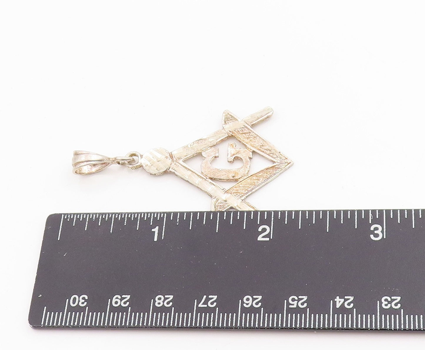 925 Sterling Silver Vintage Pendant FREEMASON Masonic G Square Symbol  PT25152