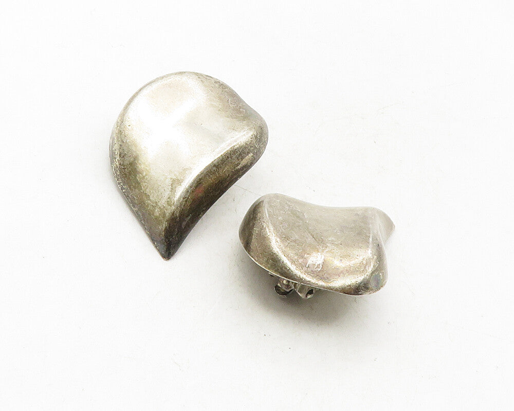 925 Sterling Silver  Vintage Dark Tone Hollow Non Pierce Earrings  EG5014