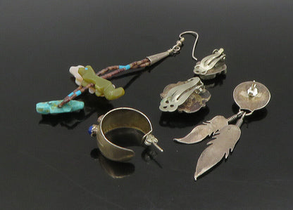 ZUNI NAVAJO 925 Silver  Vintage MultiStone Lot Single Earrings  EG11247