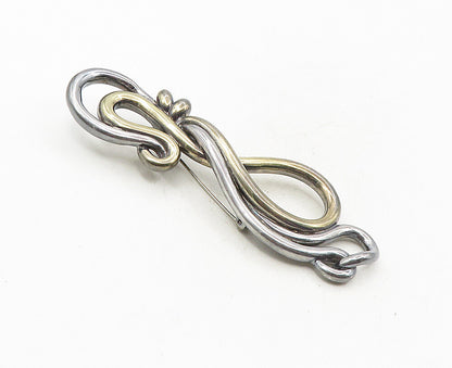 925 Sterling Silver  Vintage Shiny Dark Tone Swirl Design Brooch Pin  BP3465