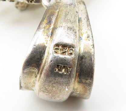 925 Sterling Silver  Vintage Cubic Zirconia Cobra Snake Round Pendant  PT11952