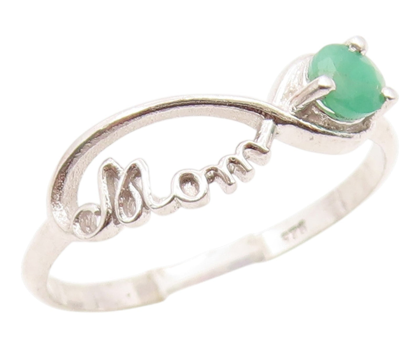 925 Sterling Silver Vintage Ring Emerald Mom Infinity Love Band  Sz 9  RG36149