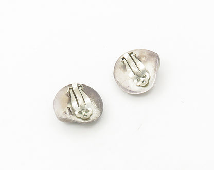MEXICO 925 Sterling Silver  Vintage Shiny Smooth Non Pierce Earrings  EG9047