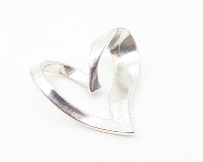 925 Sterling Silver  Vintage Shiny Smooth Open Love Heart Pendant  PT8621