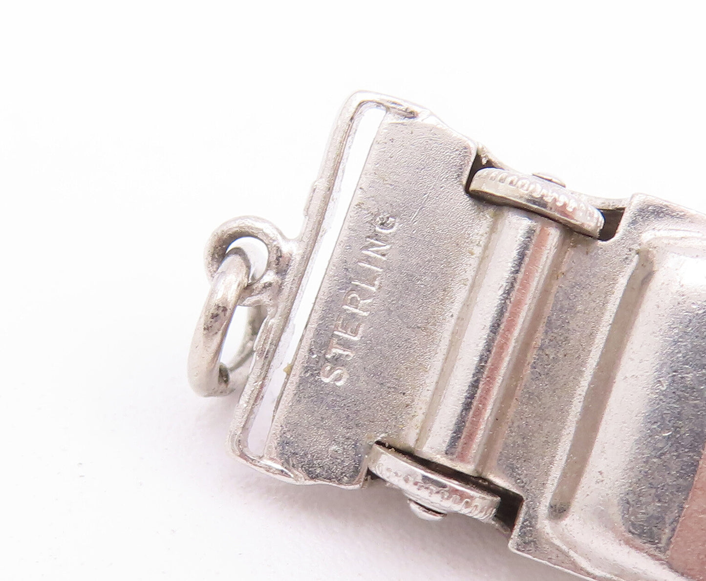 925 Sterling Silver Vintage Pendant Carved Car  Movable Wheels (OPENS)  PT22823