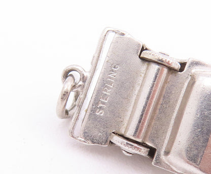 925 Sterling Silver Vintage Pendant Carved Car  Movable Wheels (OPENS)  PT22823