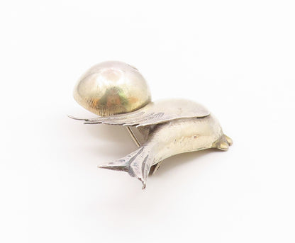 MEXICO 925 Sterling Silver  Vintage Shiny Hollow Bird Motif Brooch Pin  BP8627