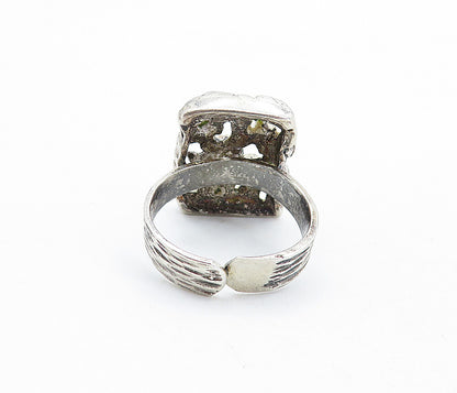 925 Sterling Silver  Vintage Turquoise Modernist Cocktail Ring Sz 7.5  RG5903