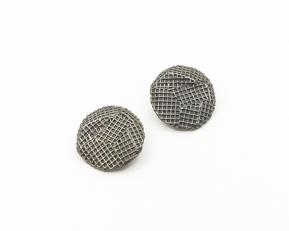 925 Sterling Silver  Vintage Dark Tone Modernist Non Pierce Earrings  EG9322