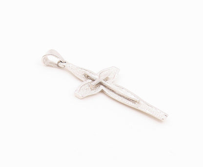 925 Sterling Silver Vintage Pendant Textured Layered Religious Cross  PT26460