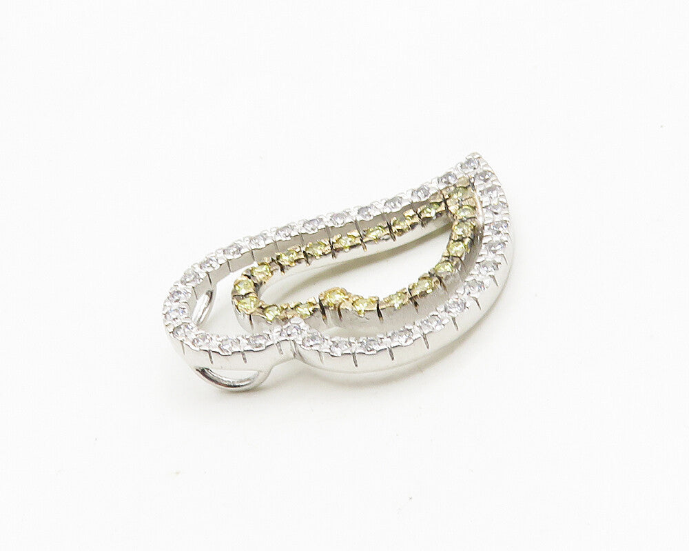 925 Sterling Silver  Cubic Zirconia & Yellow Topaz Love Heart Pendant  PT14613