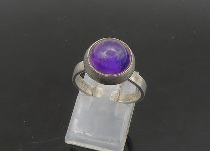 FINLAND 925 Silver   Vintage Cabochon Cut Amethyst Band Ring Sz 6.5  RG23022