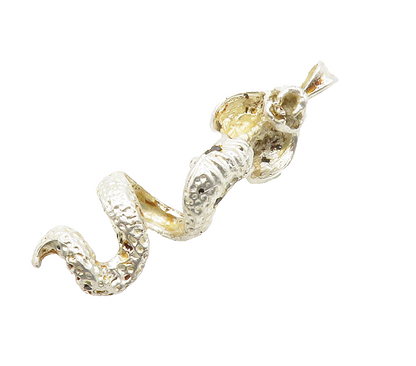 925 Sterling Silver  Vintage Shiny Slithering Cobra Snake Pendant  PT11689