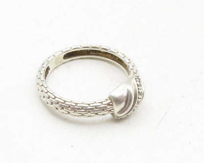925 Sterling Silver  Shiny Genuine Diamonds Brick Layer Band Ring Sz 7  RG9978