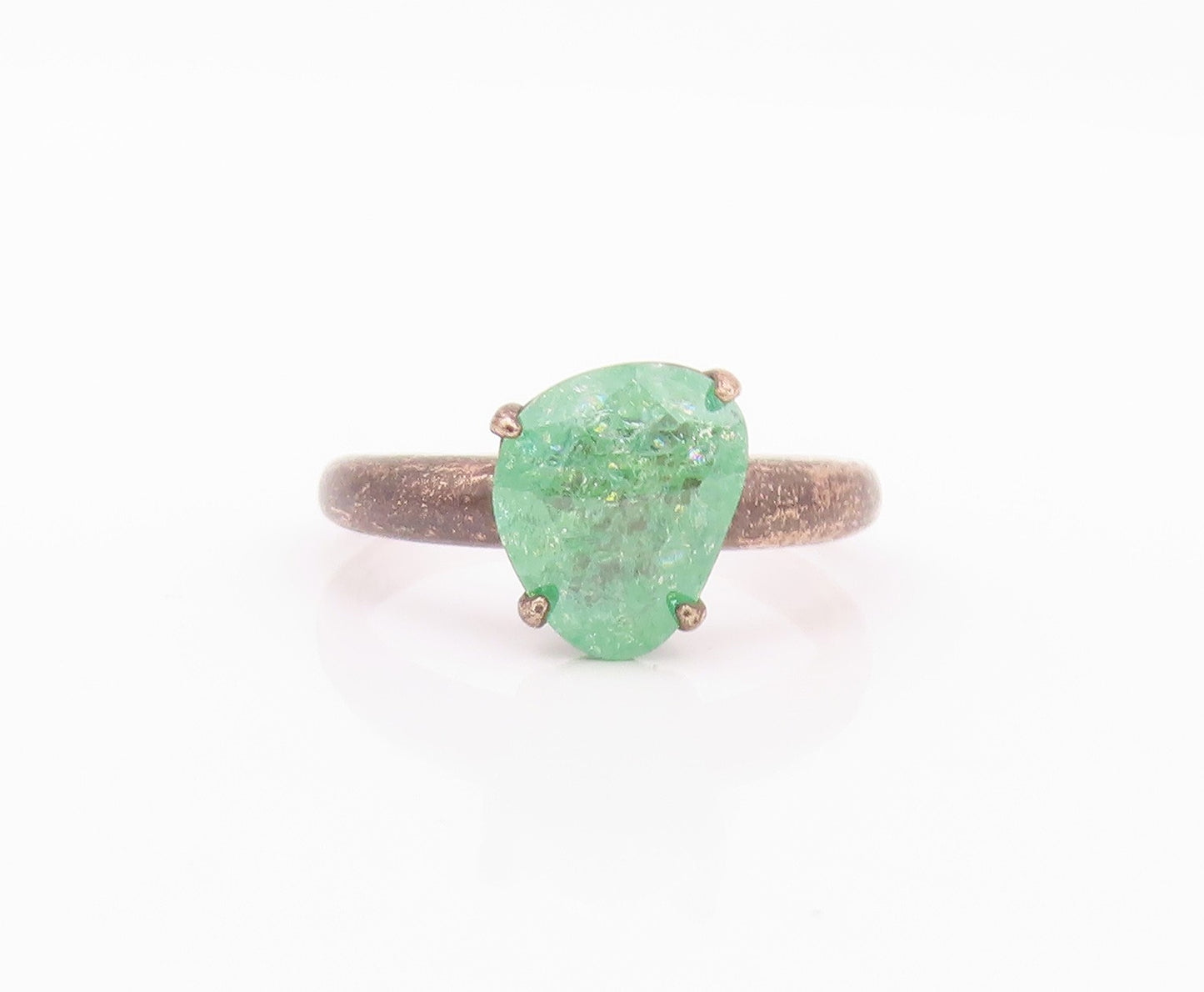 925 Sterling Silver Vintage Ring Minimalist Brutalist Gemstone  Sz 7  RG32365