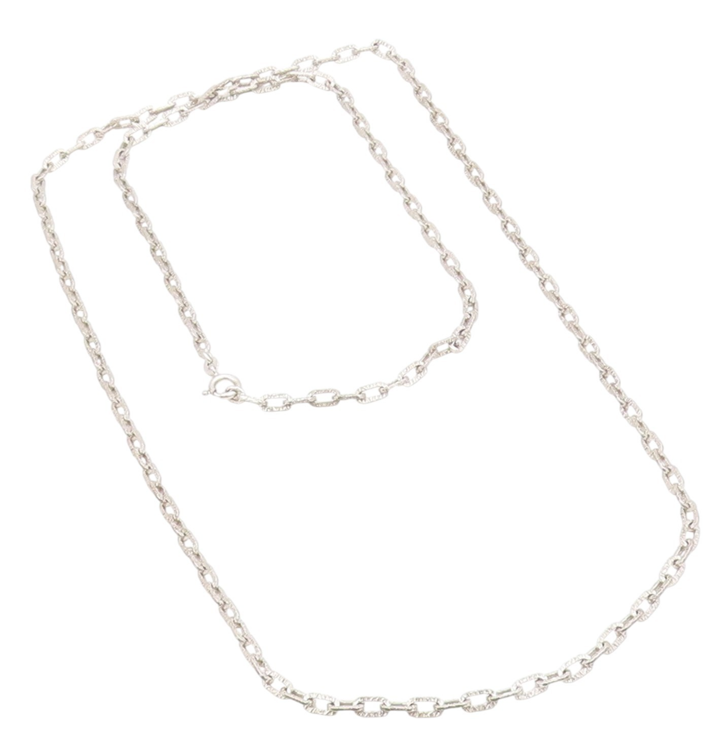 925 Sterling Silver Vintage Necklace Minimalist Hollow Over Link Chain  NE4690