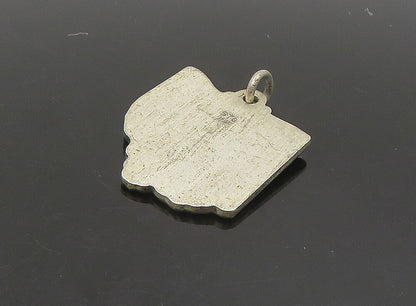 925 Sterling Silver  Vintage Dark Tone Ohio State Map Motif Pendant  PT19503