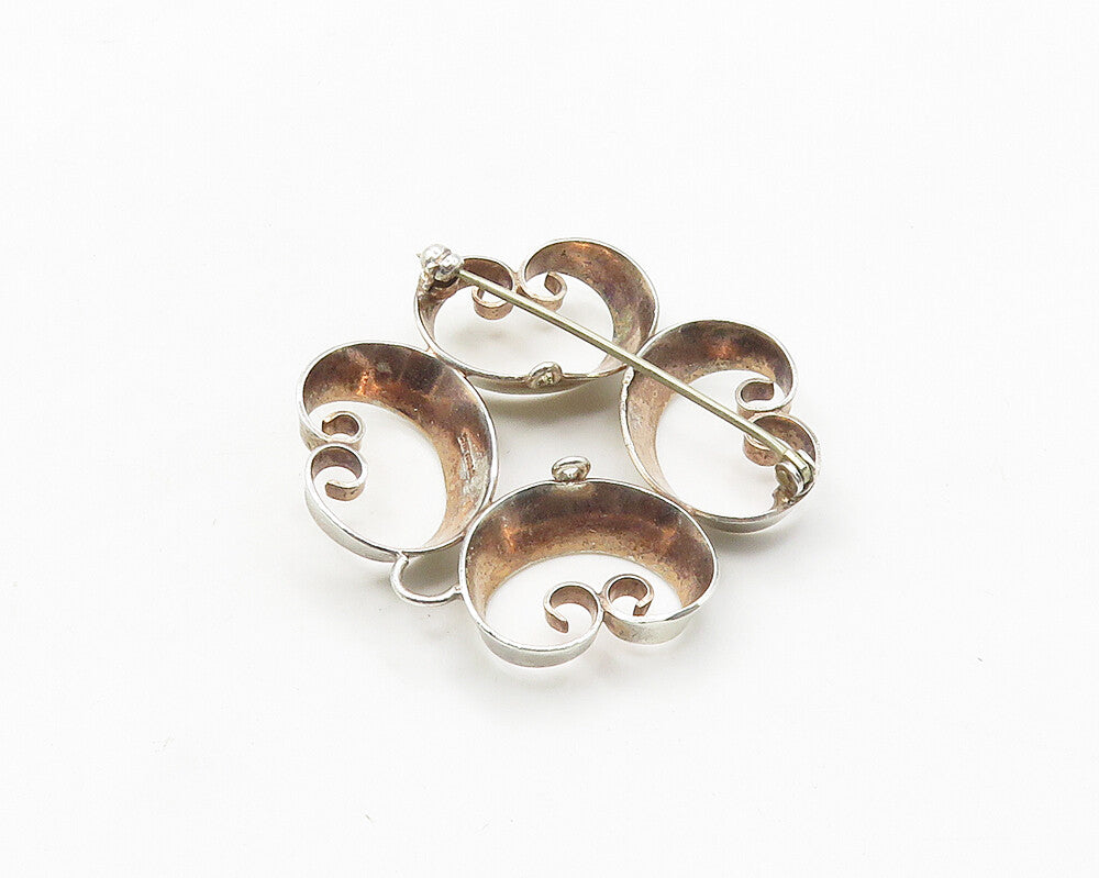 925 Sterling Silver  Vintage Shiny Pretzel Swirl Smooth Brooch Pin  BP7245